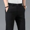 Pantalon homme haute qualité coupe droite décontracté printemps affaires droite Stretch gris clair noir pantalon taille homme