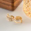 Hoopörhängen Minar Luxury 18k Real Gold Plated Brass Shiny Opal CZ Cubic Zirconia C Shape for Women Statement Daily SMEEXKE