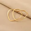 Hoop Earrings Fashion Women Lovers Female Flat Peach Big Heart Color Gold Stainless Steel Hollow Like Shape Jewelry