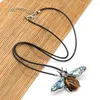 Pendant Necklaces 2023 Natural Stone Lapis Lazuli Crystal Necklace Insect Bee Abalone Shell Brooch Charms For Women Jewelry