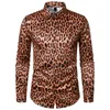 Männer Casual Hemden Vintage Leopard Print Hemd Männer 2023 Marke 70er Jahre Disco Party Herren Slim Fit Langarm Button Up Kleid Chemise Homme