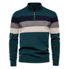 Pulls pour hommes pull automne et hiver demi-col haut couleur correspondant à rayures affaires décontracté tricots de haute qualité 230728