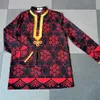 Etniska kläder afrikanska herrar dashiki långärmad plus size skjorta rik blommig tryck muslimska mens smala topp casual t-shirt flor