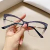 Sunglasses 53355 Cat Eye Anti Blue Light Optical Glasses Frames Women Crystal Cut TR90 Fashion Computer Eyeglasses