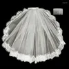 Voiles de mariée 1PC Voile de la mariée Fête de mariage Halloween Noir Rétro Couronne Dentelle Abordable Cathédrale De Luxe