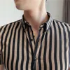 Высококачественная летняя полосатая рубашка для мужчин с коротки