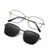 Sunglasses Cat Eye Anti Blue Light Glasses Frames Polarized Flip-on Men Women Metal Fashion Computer Eyeglasses