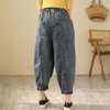 Vrouwen Jeans 8011 Lente Zomer Mode Vrouwen Elastische Taille Losse Casual Vintage Denim Broek Vrouwelijke Patchwork Steek Dunne Baggy Broek