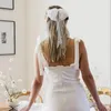 Bridal Veils TopQueen Hair Bow Wedding Veil med pärlor Bachelorette Party Accessoarer för brudar Communion V04A