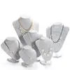 Smyckestativ modell byst show utställare 6 alternativ grå sammet smycken display för kvinnliga halsband hängen mannequin smycken stand organisator 230728