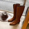 Bottes Western Cowboy boot été bottes minces femme tête pointue talon moyen pas plus que le genou rétro bottes à talons épais à talons hauts 230728