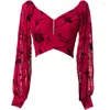 Stage Wear Floral Long Sleeve Wrinkle Design Tops Female Belly Dance Dress Women Latin Cloth Ballroom Dancing NY67 1269