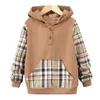 Hoodies Sweatshirts Childrens Boys Autumn and Winter Leisure Fashion Long Sleeve Hooded Sweater Checker Corduroy 230728