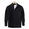 Suéteres para hombre 2023 Otoño Invierno logotipo de la marca jerséis de algodón Casual cuello alto media cremallera abrigo de punto Fit 8509