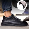Säkerhetsskor Mens Läder Säkerhetsskor Anti-Scaling Industrial Shoes Anti-Smash Anti-Puncing Work Shoes Steel Toe Shoes Waterproof 230729