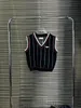 23FW kvinnliga tröjor stickor Vest Designer Tops med Rhinestone Beading Letter High End Luxury Brand Female Crop Tops Ruffle Sleeve Shirt Elasticitet Knitkläder Pullover