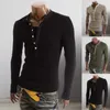 Men's Suits B85184 Cotton T Shirt Men Solid Color Tshirt Single-breasted Collar Long Sleeve