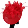 Stingy Brim Hats 2023 Fashion Cocktail Party Hat Womens Sinamay Fascinator Wedding Church Feather Floral Hair Band 230729