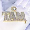 Design personalizado Iced Out 2,5 polegadas Vvs Moissanite Diamante 925 Prata 10k 14k Ouro maciço Nome Letra Moissanite Pingente personalizado