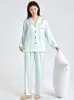 Women's Sleepwear White Pyjamas Set Womens Ice Silk Satin Pajamas Pijama Suit Female Sleep Two Piece Loungewear