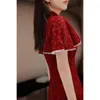 Vêtements ethniques Rouge Cheongsam Chinois Femmes Dentelle Qipao Long Quipao Asie Clostume Traditionnel De Mariage Robe De Soirée Vêtements