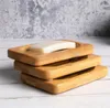 Drain Soap Box Square Eco-Friendly Wooden Soap Tray Holder Natural Bamboo Wood Soap Dish Storage Holder Bathroom Round