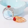 Cluster Rings Women's Classic Gold-Plated Zircon Ring High-Quality Handmade Jewelry Birthday Party Gifts To Friends