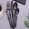 Set di stoviglie 30/24/18 pezzi Set da tavola opaco Coltello Forchetta Cucchiaio Kit Set di posate regalo nero Top Acciaio inossidabile occidentale