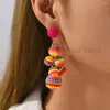 Dangle Boucles D'oreilles Acrylique Perles Rondes Goutte Boho Mignon Fée Bonbons Couleur Perlé Long Pendientes Simple Bijoux De Mode Pour Les Femmes Cadeau De Fête