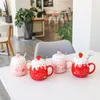 Canecas criativas caneca de morango com colher mate xícara de café xícaras e utensílios de chá incomuns presentes personalizados