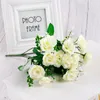 Flores decorativas mini rosa 1 buquê de seda artificial ramos de flores falsas para decoração de casamento