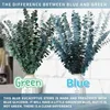 Decoratieve Bloemen 17 Stuks Blauw Gedroogde Geconserveerde Eucalyptus Stengels Real Opknoping Natuurlijk Groen Blad Voor Vaas Filler Home SPA Bloem Decor