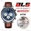 BLS Navitimer B01 ETA A7750 Cronógrafo automático Reloj para hombre Azul Blanco Stick Dial Correa de cuero marrón AB0137211C1P1 Super Edition Reloj Hombre Puretime J10
