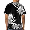 Men's T Shirts Tropical Palm Fronds Leaf Print Black And White 3D Printed Shirt For Man Unisex Polyester Loose Fitness Tops Beach Male Tees