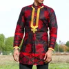 Etniska kläder afrikanska herrar dashiki långärmad plus size skjorta rik blommig tryck muslimska mens smala topp casual t-shirt flor