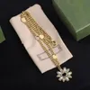 Guldhalsband Diamond Fashion Flowers Necklace Choker Woman Gold Chain Trend Halsband Lång charm smycken