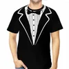 Men's T Shirts Bow Tie Tuxedo Unique Polyester TShirt Top Quality Creative Thin Shirt Short Sleeve