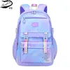 Backpacks Fengdong elementary school bags for girls korean style cute book bag children waterproof school backpack purple bag for kids 230729