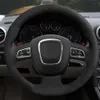 Car Steering Wheel Cover Genuine Leather Suede For Audi A3 8P Sportback A4 B8 Avant A5 8T A6 C6 A8 D3 Q5 8R Q7 4L S3 S4233d