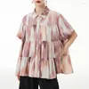 Camicette da donna Street Gradient Tie Dyed Camicia a maniche corte Sottile Drappeggio allentato Moda Casual A-line Cake Tide Primavera Estate