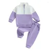 Clothing Sets Baby Boy Hooded Sweatshirt And Jogger Pants Set Casual Contrast Color Outfit For Fall 2-Piece Toddler