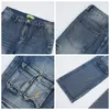 Jeans da uomo Vintage Distressed Washed Flare Pants Uomo Hip Hop Speckle Ink Y2k Baggy Uomo Multi tasche Cargo Denim Pantaloni