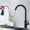 Kitchen Faucets 2023 Black Stainless Steel Pull-out Faucet Double Outlet And Cold Water Washbasin Sink