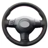 Capa de volante de carro de couro preto DIY costurada à mão para Toyota Corolla 2004-20063181