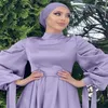 Vêtements ethniques Ramadan Eid Djellaba Robe musulmane Dubaï brillant doux gros-grain soie Abaya Turquie Islam Robe avec ceinture WY715258Q