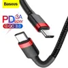 Baseus 3A Snel opladen USB Type C 60W PD gevlochten kabel voor Samsung S8 Note Weaving Data C tot C