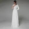 Simple élégant étage longueur appliques robes De mariée 2023 blanc robe de mariée fête pour mariée à manches longues taille personnalisée Vestidos De Noiva