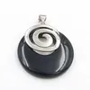Pendant Necklaces Green Aventurine Silver Plated Spiral Round Hollow Amethysts Stone Fashion Jewelry