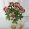 Decorative Flowers Artificial Rose Great Fidelity Not Withered Easy Care Home Decoration 9 Bulbs Wedding Party Imitation Balcony Decor Stuff