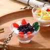 Keychains Bowl Of Simulated Fruit Key Chain Creative Beauty Reduced Fat Yogurt Food Play Model Student Personality Fun Bag Car Pendant